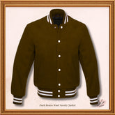 Men's Dark Brown Wool Varsity Jacket