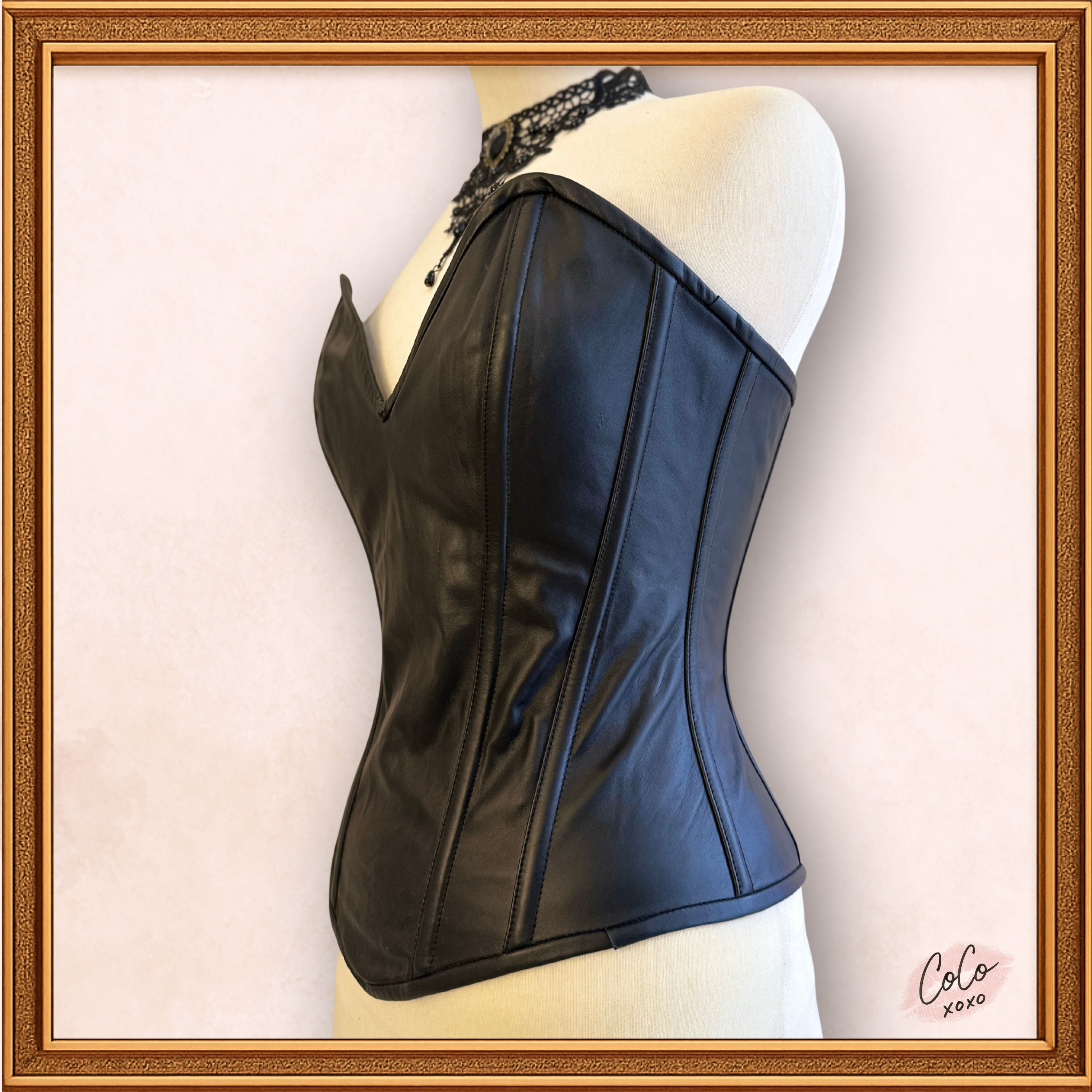 Steampunk Black Leather Overbust Corset Outwear Fashion