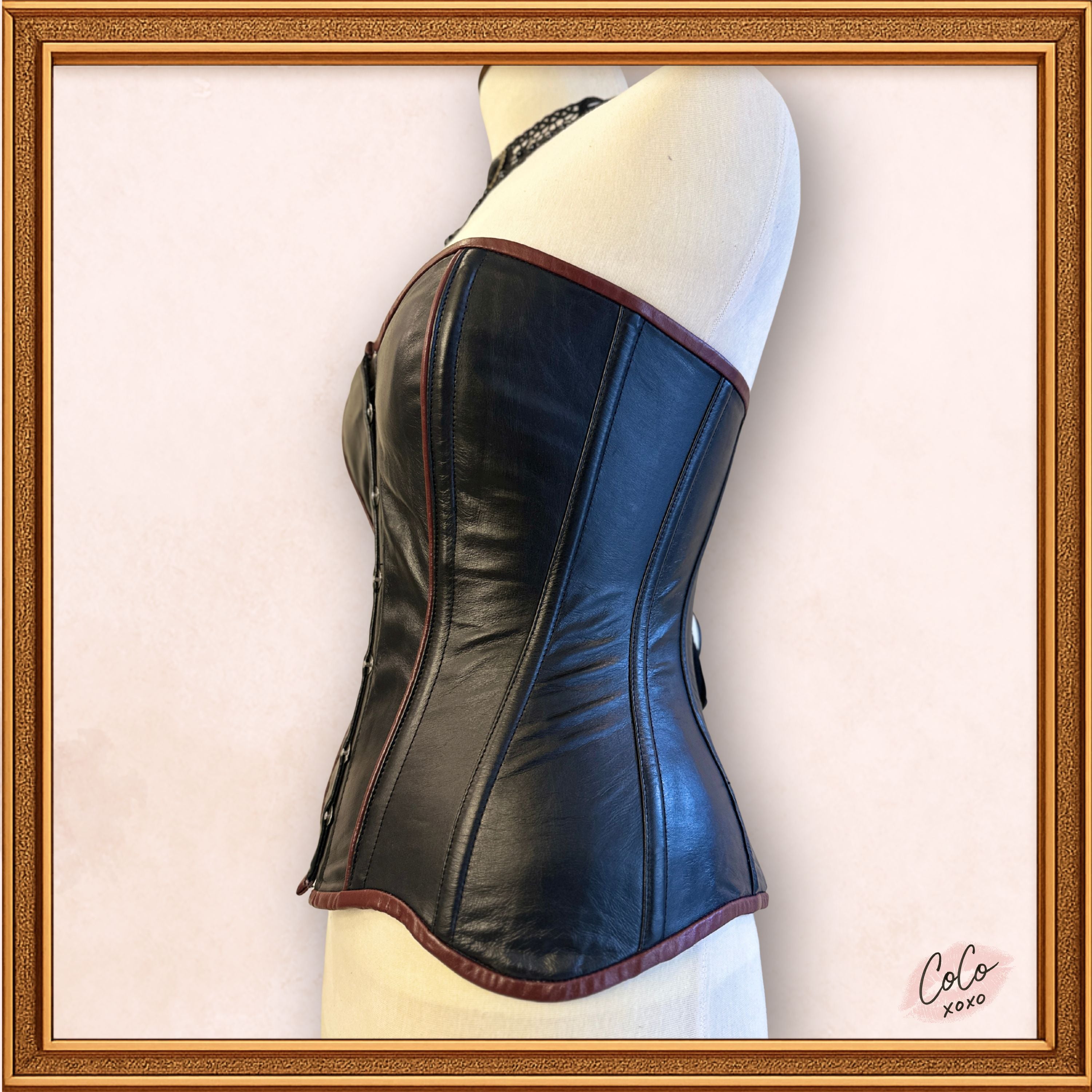Steampunk Black/Brown Leather Overbust Corset Outwear Fashion