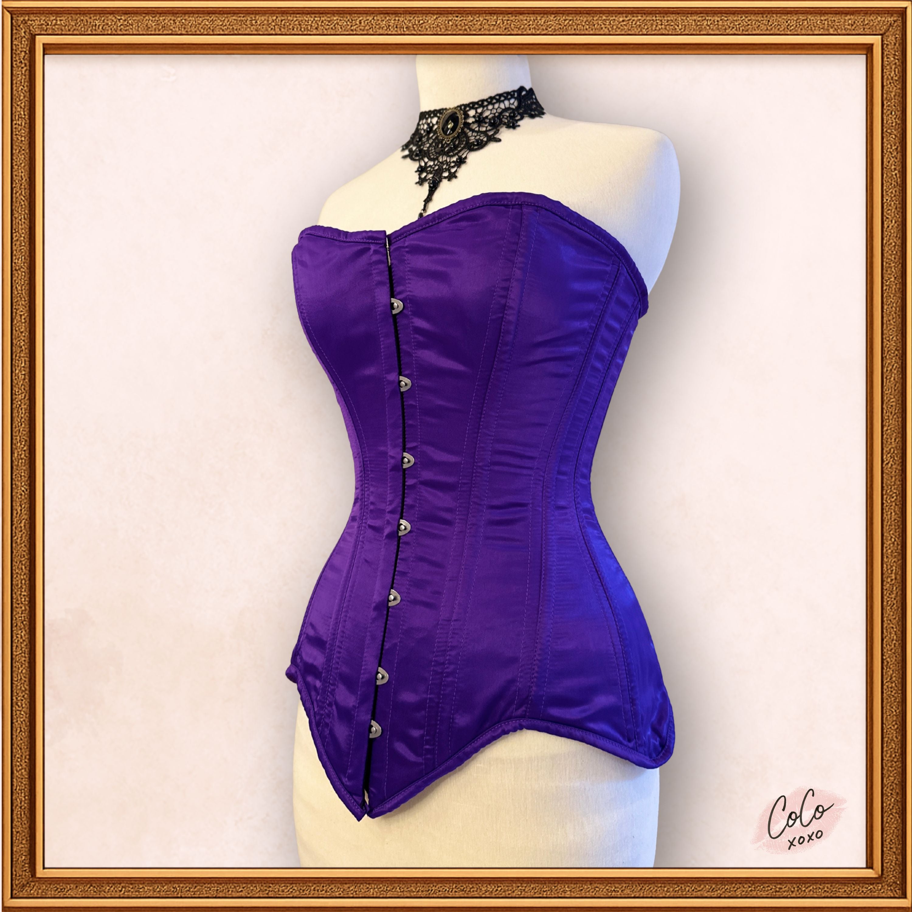 Purple Satin Overbust Steel Boned Corset