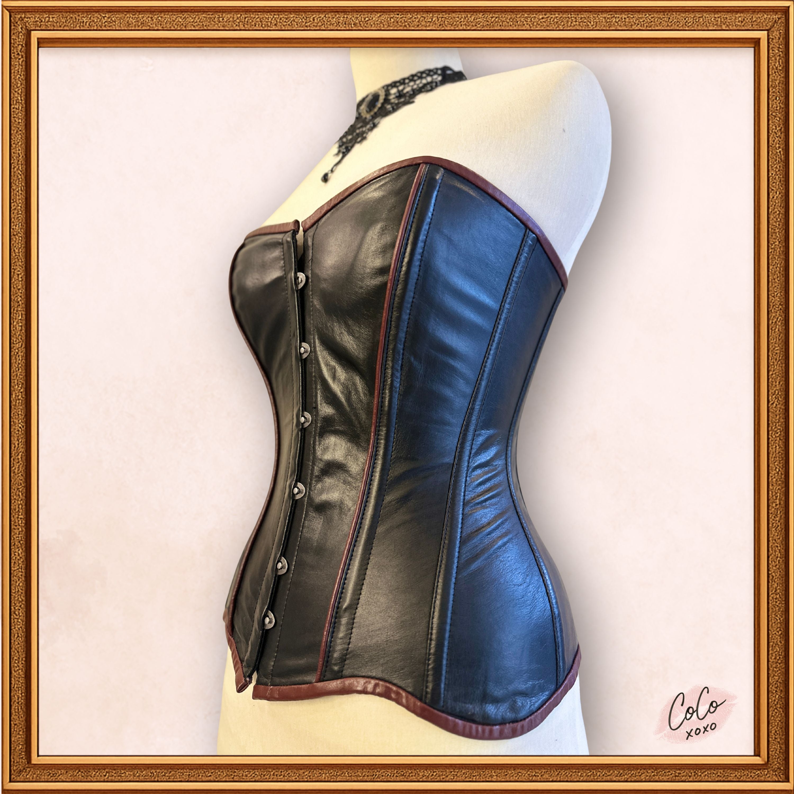 Steampunk Black/Brown Leather Overbust Corset Outwear Fashion