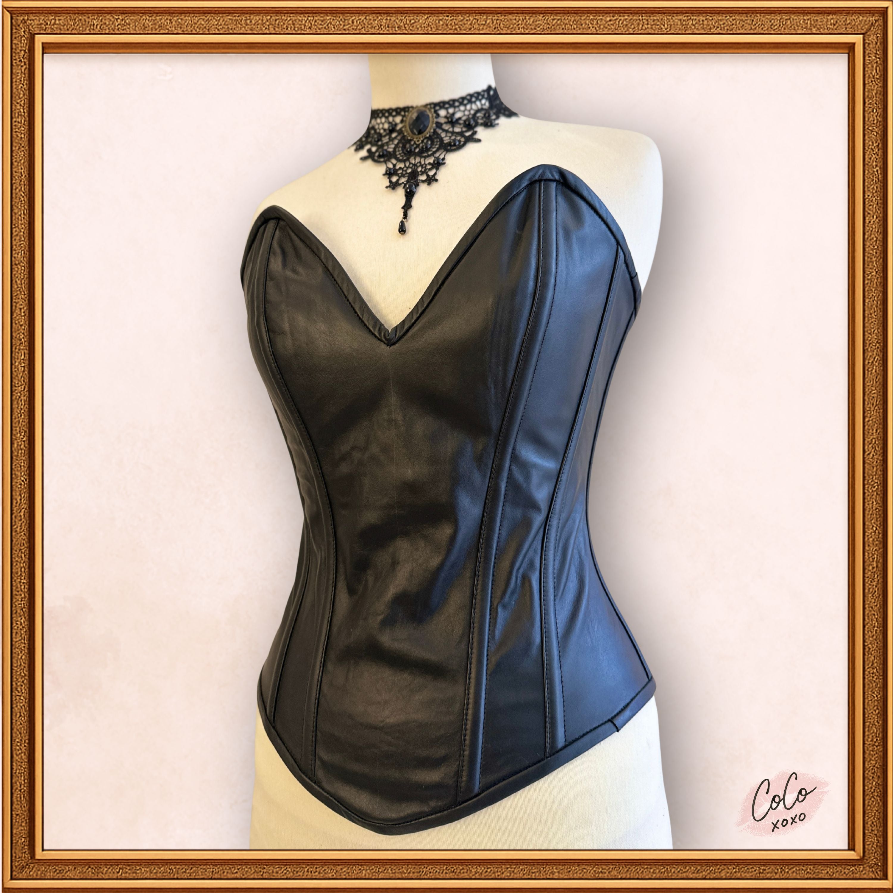 Steampunk Black Leather Overbust Corset Outwear Fashion