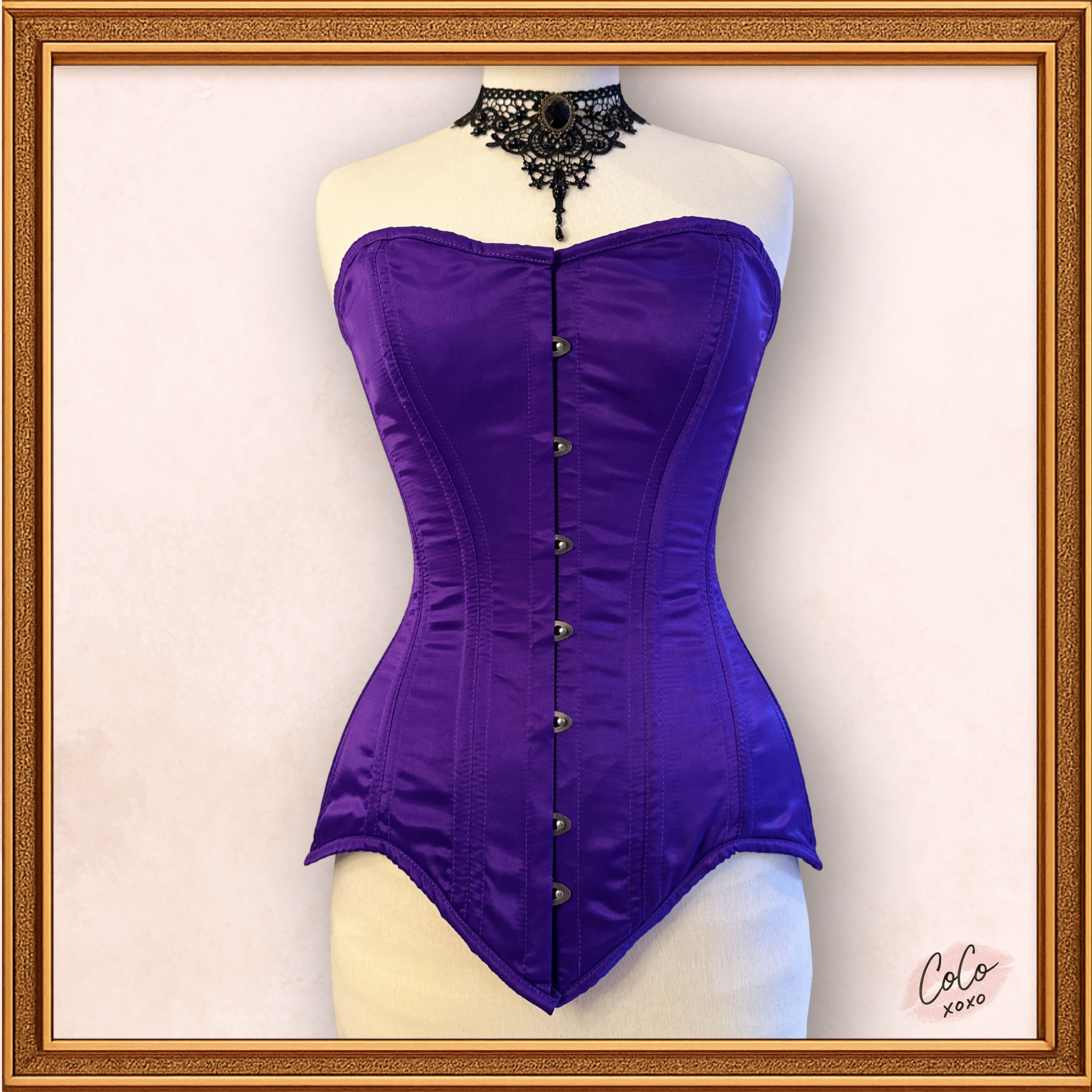 Purple Satin Overbust Steel Boned Corset