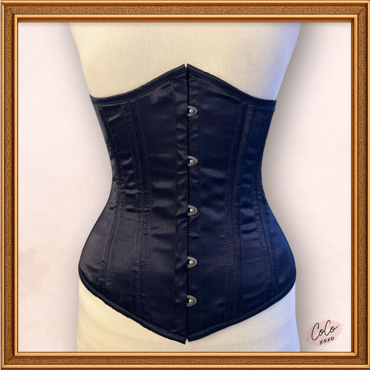 Black Satin Underbust Steampunk Bustier Corset