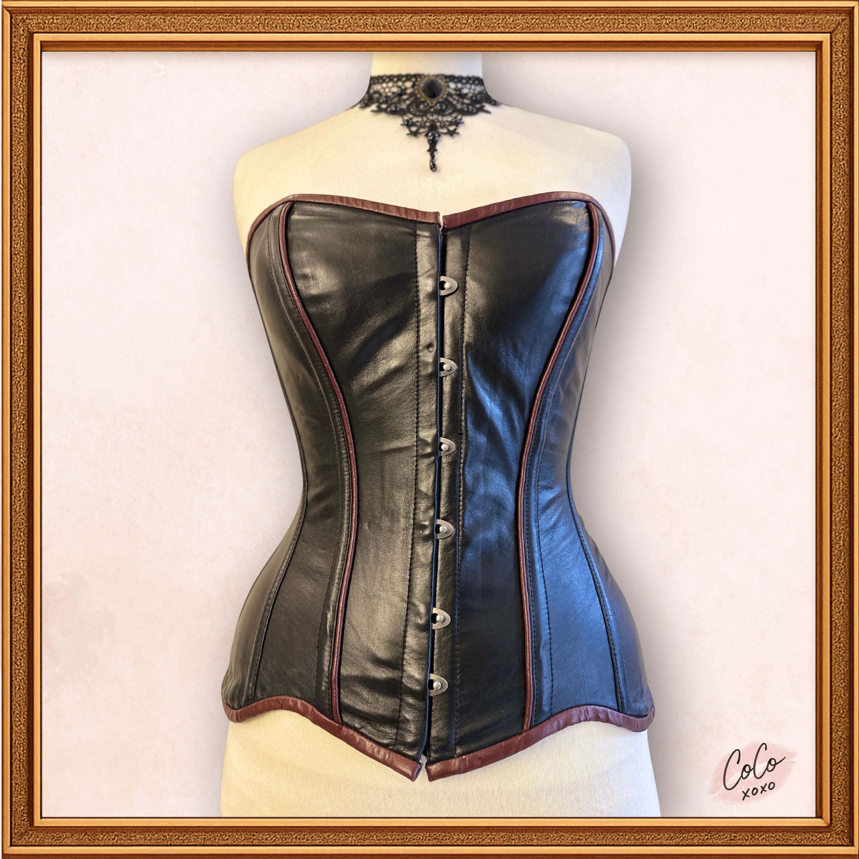 Steampunk Black/Brown Leather Overbust Corset Outwear Fashion