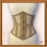 Women Beige Cotton Mesh Underbust Cotton Corset