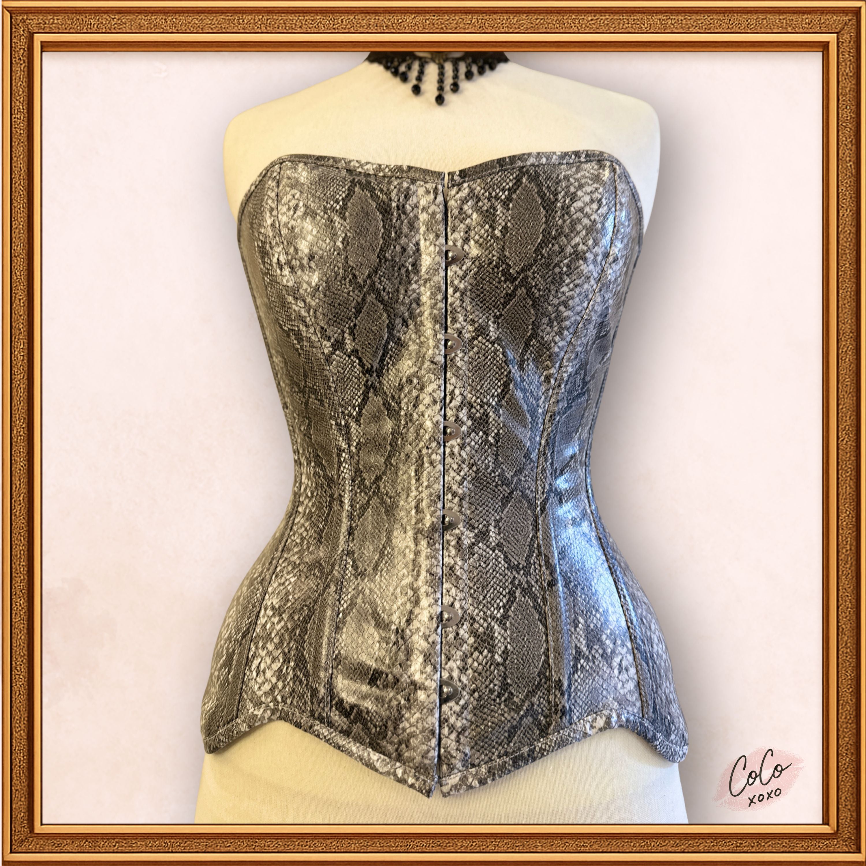 Faux Leather Overbust Snake Print Steampunk Outwear Corset