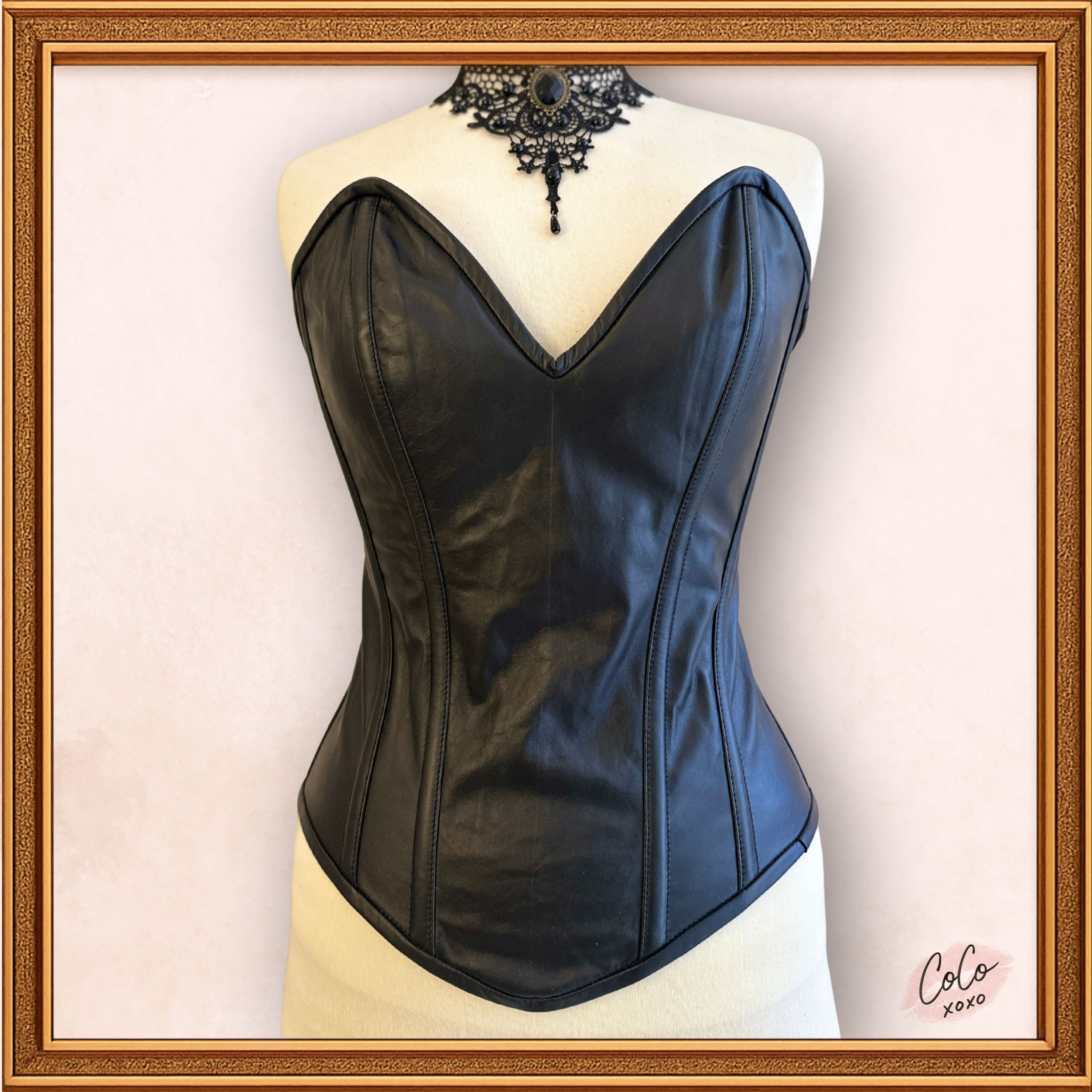 Steampunk Black Leather Overbust Corset Outwear Fashion