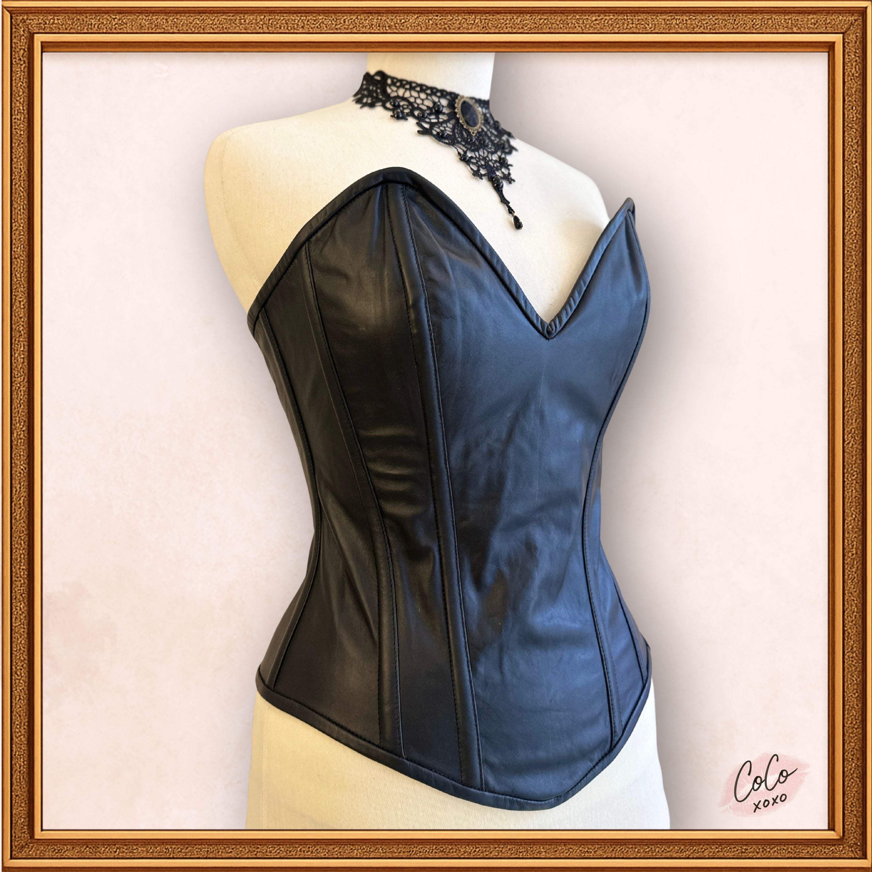 Steampunk Black Leather Overbust Corset Outwear Fashion