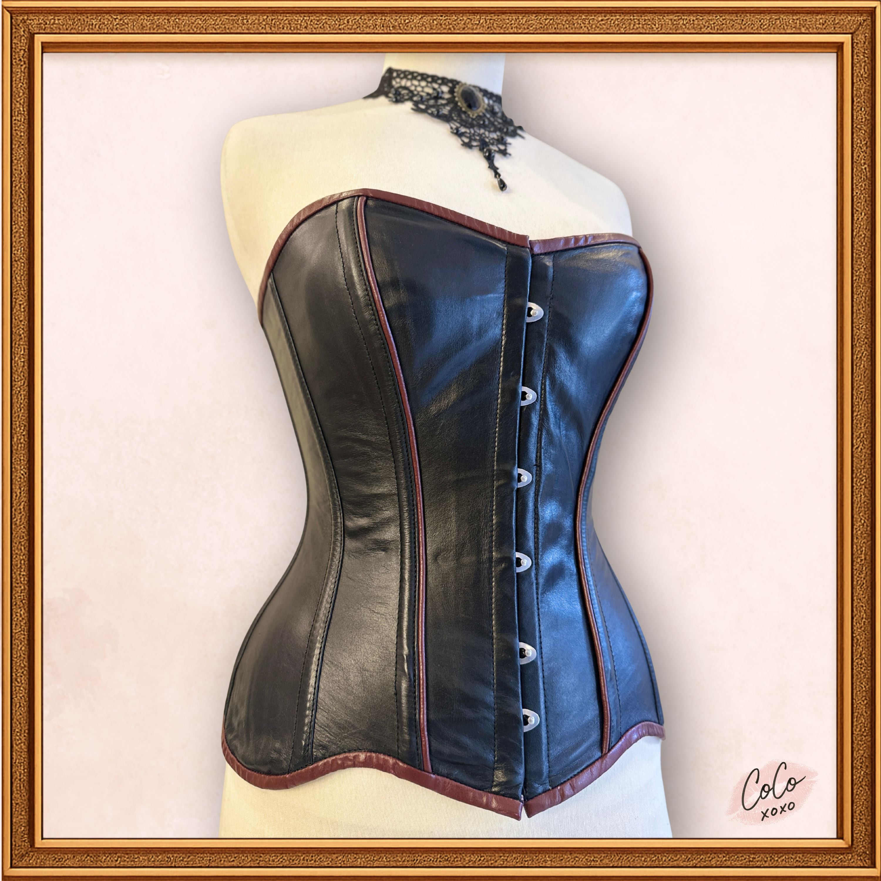 Steampunk Black/Brown Leather Overbust Corset Outwear Fashion