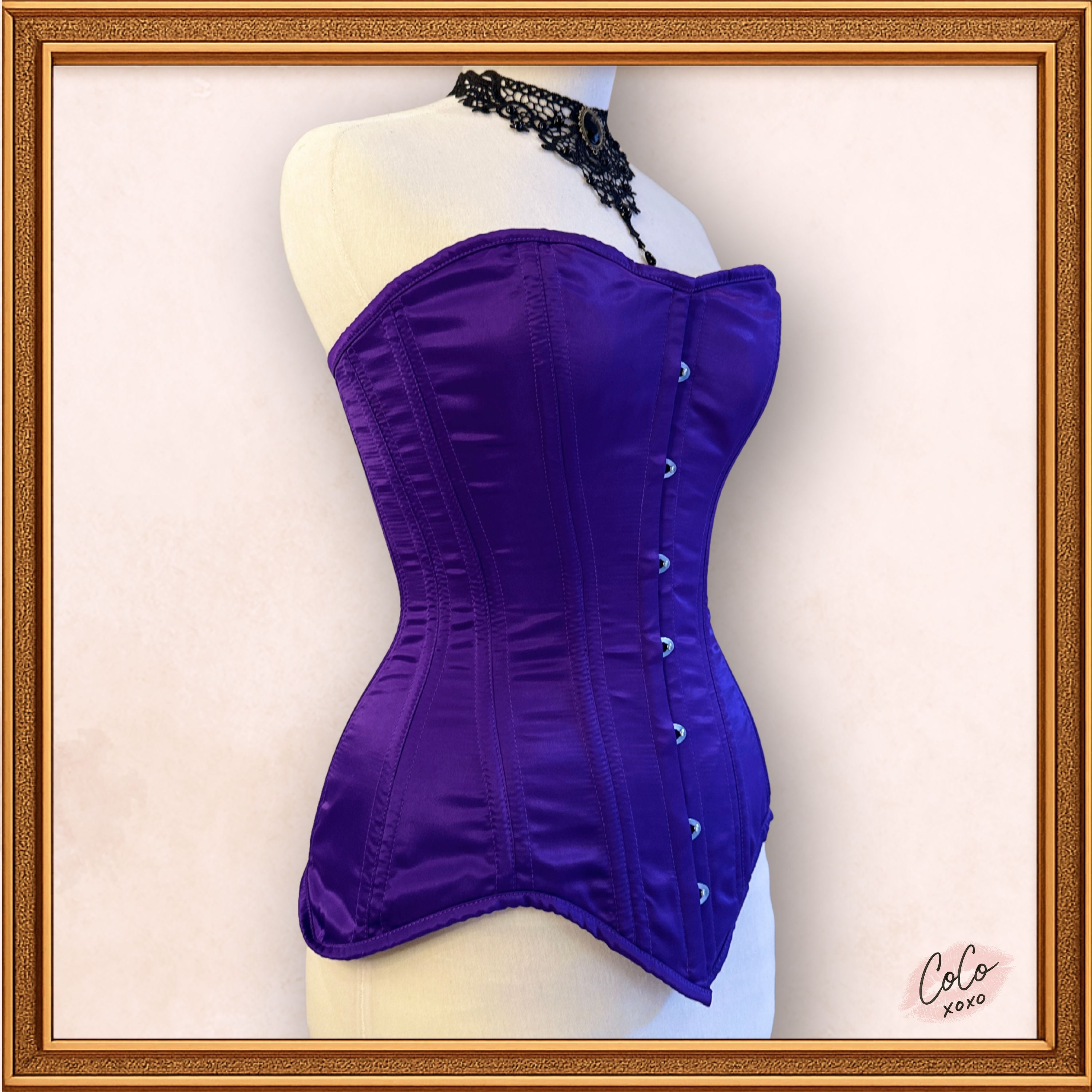 Purple Satin Overbust Steel Boned Corset