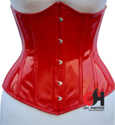 Red PVC Underbust Corset Steel Boned