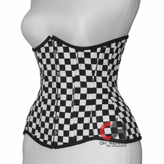 Pretty Women Underbust Corset, Black & White Cotton Waist Training Corsets, Steel Boned Corset OH-525