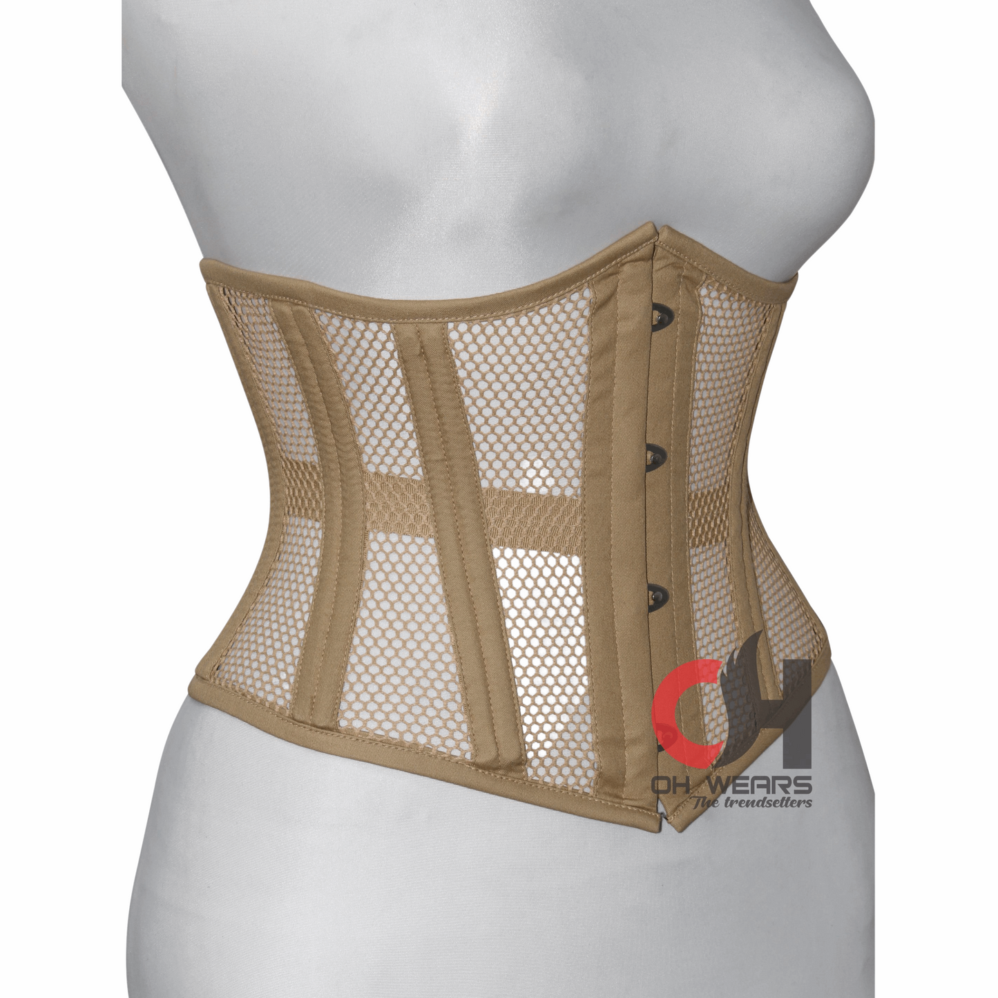 Hot Women beige Mesh Underbust Corset Steel Boned Corset Waist Training Hourglass Shape Corset OH-46BC