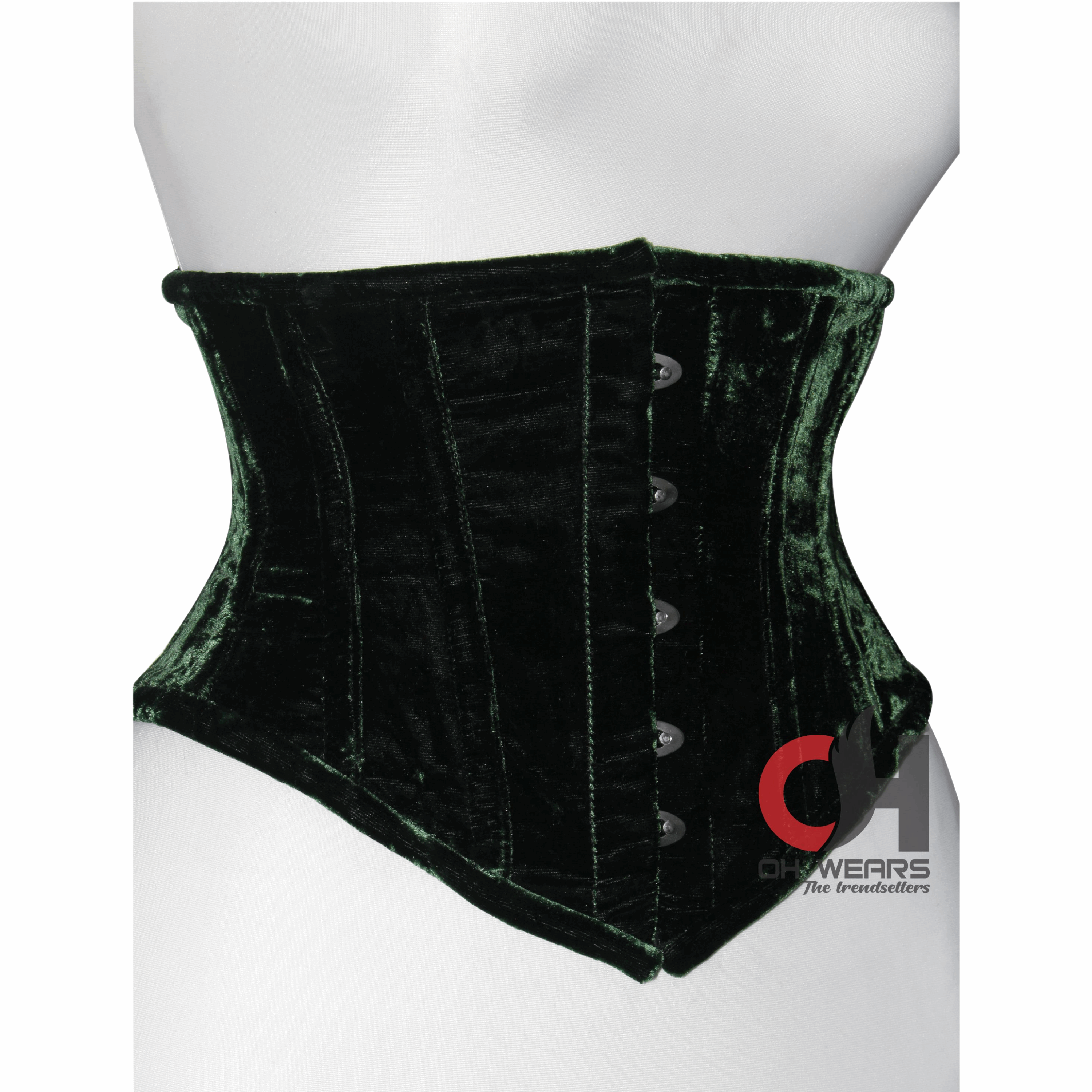 Hot Women Green Velvet Underbust Corsets Steel Boned Truly Waist Trainer Corsets OH-01GV