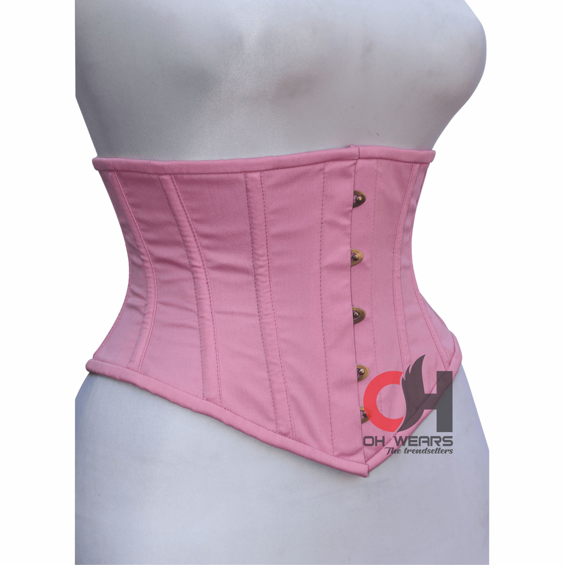 Real steel boned underbust underwear pink corset from transparent