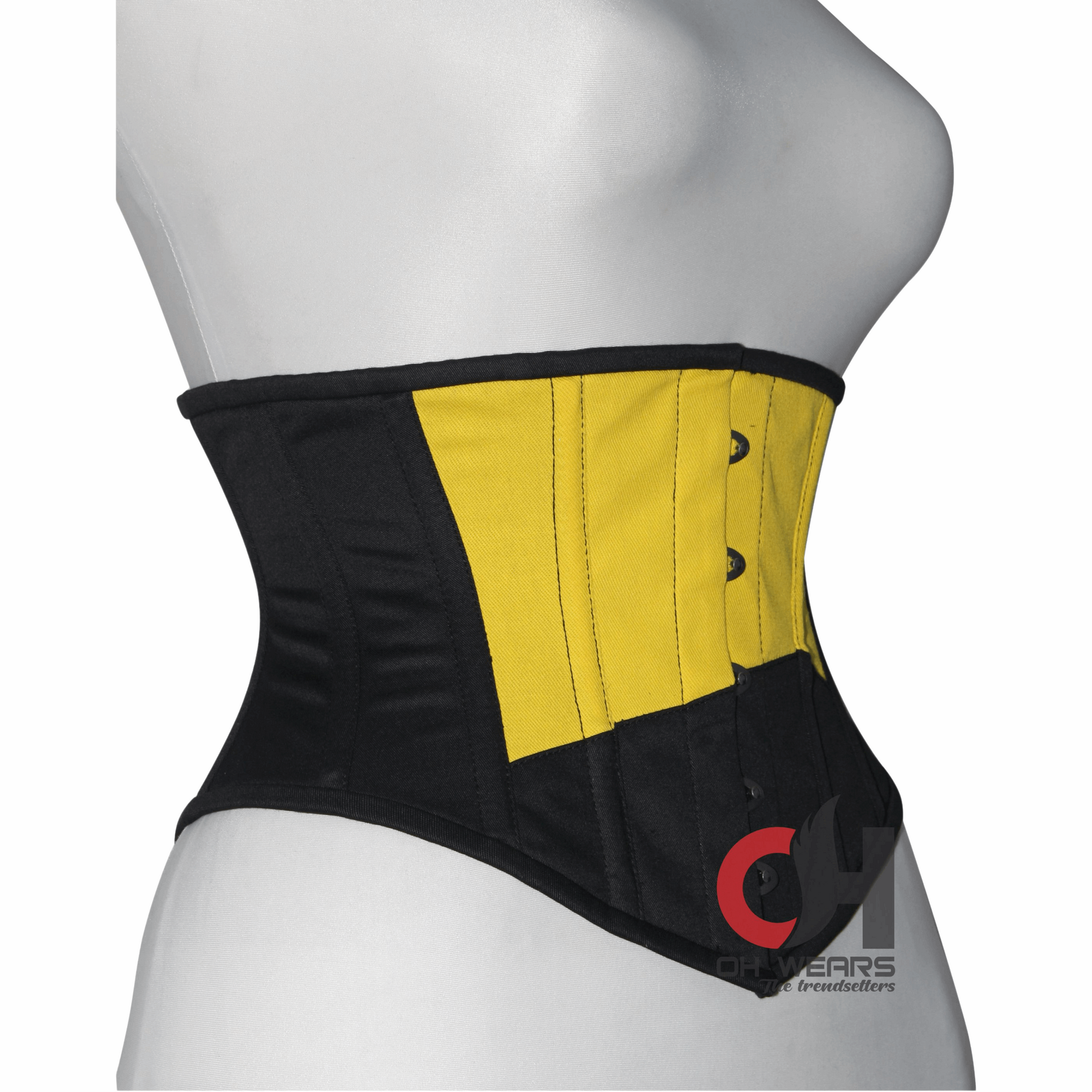 Smart Women Black Yellow Cotton Underbust Steel Boned Waist Shaper Cincher Corset OH-01BYC