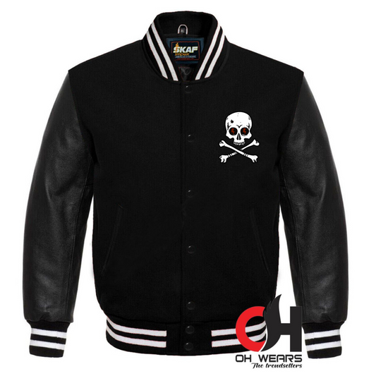 Custom Halloween Pumpkin/Skull Black Varsity Jacket