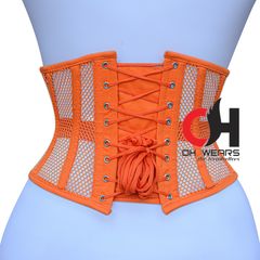 Orange Mesh Underbust Corset Steel Boned Waist Trainer