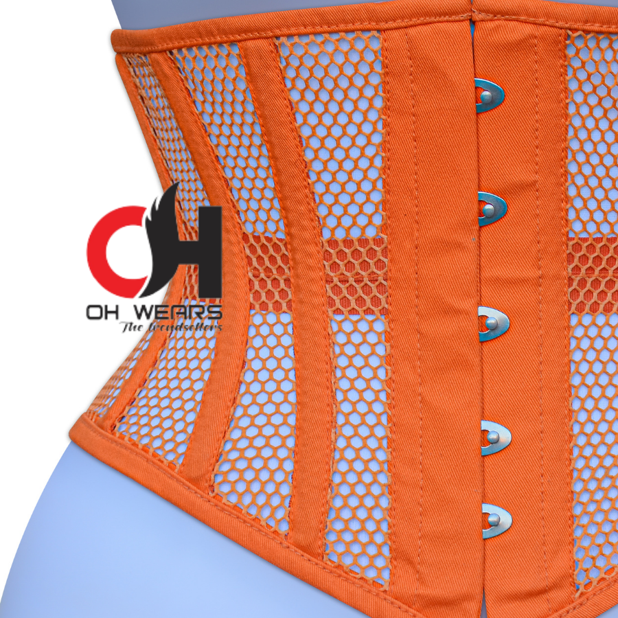 Orange Mesh Underbust Corset Steel Boned Waist Trainer