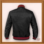 Varsity Black Satin Baseball Letterman Mid-Season Streetwear Varsity Jacket Varsity Men's Women's Kid's Letterman collage jackets