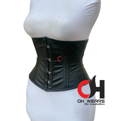 Black Leather Underbust Steel Boned Cotset