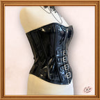 Overbust Black PVC Buckle Zip Up Outwear Fashion Corset