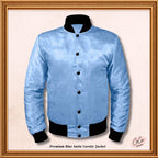 Varsity Light Blue Satin Baseball Letterman Streetwear Jacket Varsity Men's Women's Kid's Letterman collage jackets