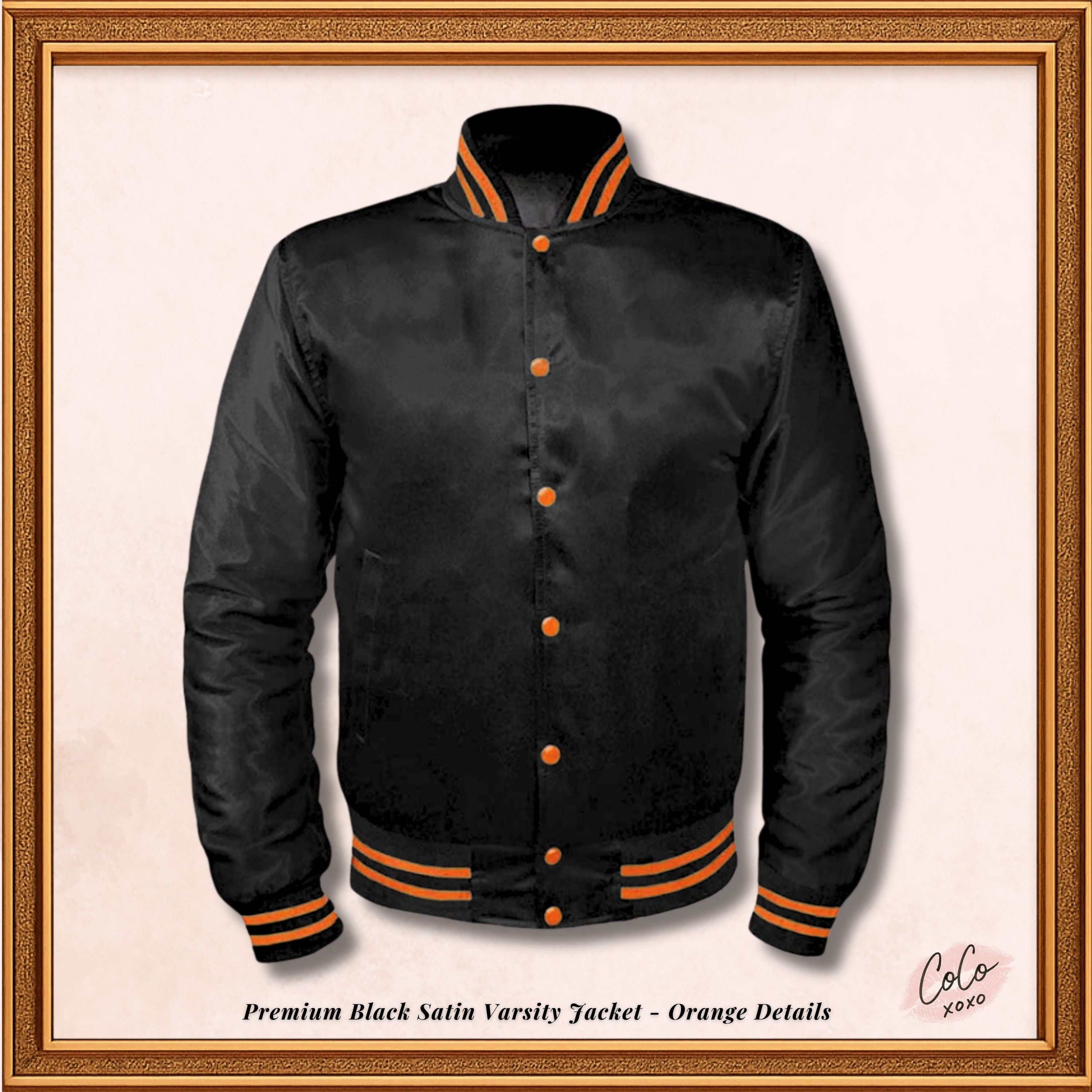 Varsity Black Satin Baseball Letterman Mid-Season Streetwear Varsity Jacket Varsity Men's Women's Kid's Letterman collage jackets