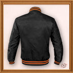 Varsity Black Satin Baseball Letterman Mid-Season Streetwear Varsity Jacket Varsity Men's Women's Kid's Letterman collage jackets