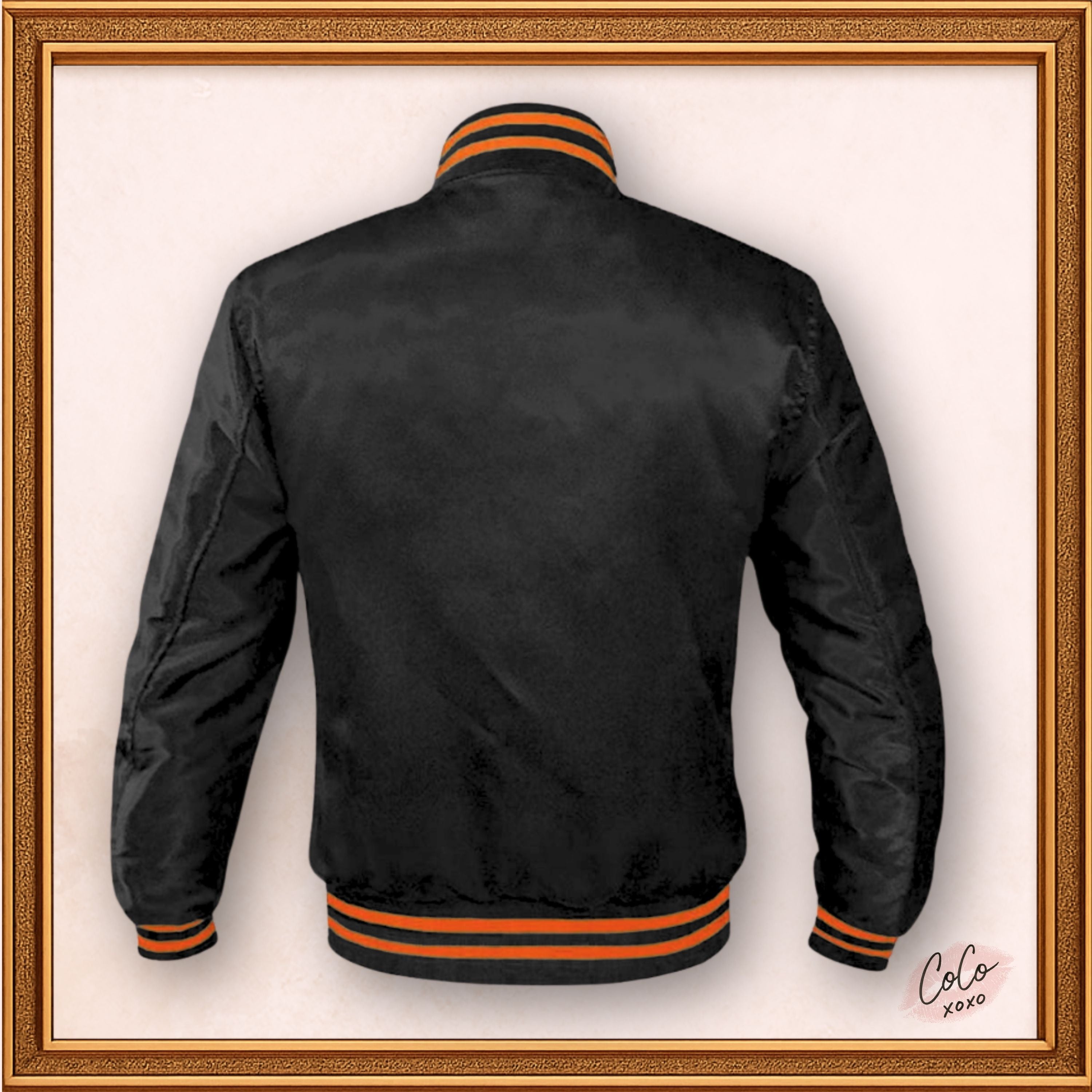 Varsity Black Satin Baseball Letterman Mid-Season Streetwear Varsity Jacket Varsity Men's Women's Kid's Letterman collage jackets