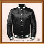 Varsity Black Satin Baseball Letterman Mid-Season Streetwear Varsity Jacket Varsity Men's Women's Kid's Letterman collage jackets