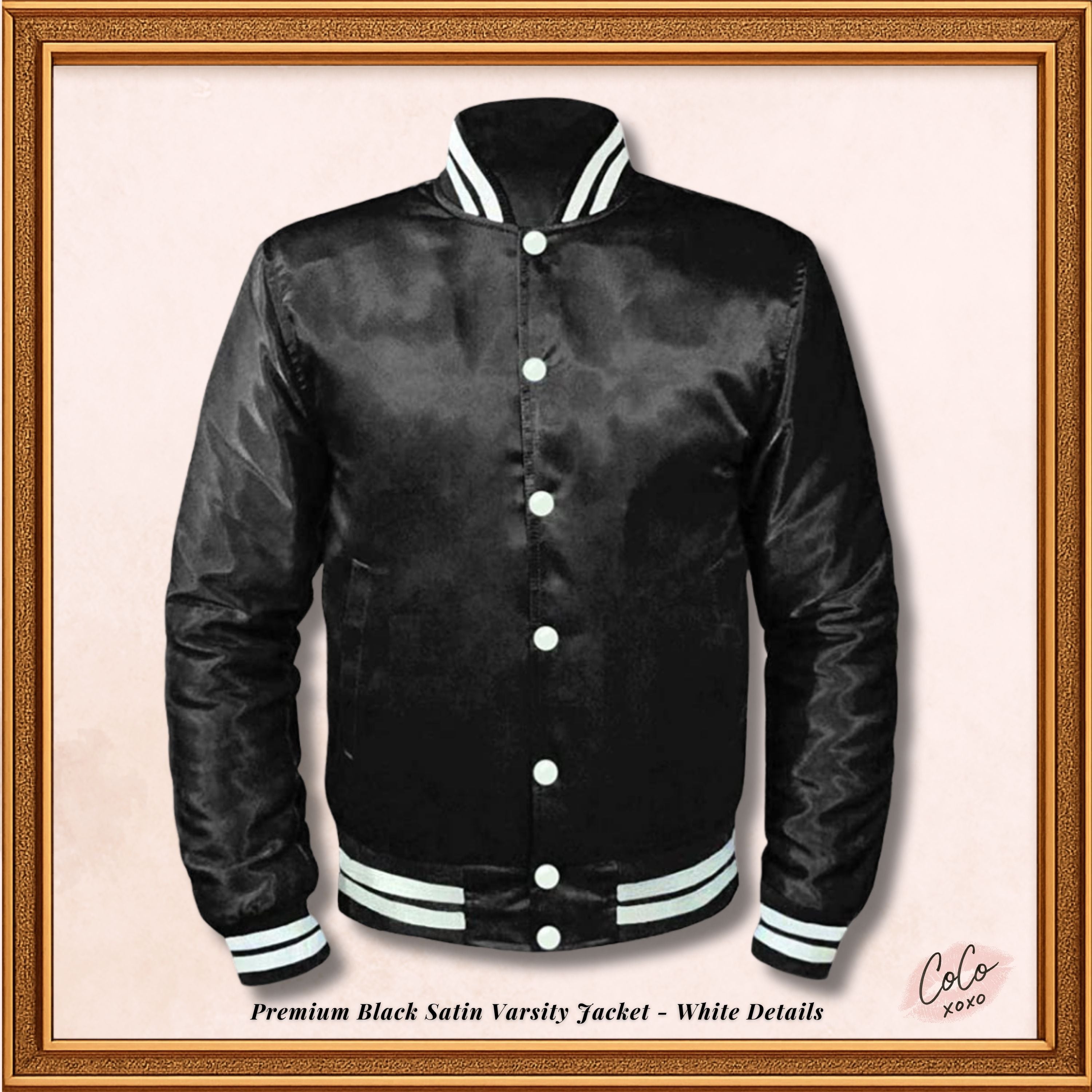 Varsity Black Satin Baseball Letterman Mid-Season Streetwear Varsity Jacket Varsity Men's Women's Kid's Letterman collage jackets