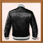 Varsity Black Satin Baseball Letterman Mid-Season Streetwear Varsity Jacket Varsity Men's Women's Kid's Letterman collage jackets