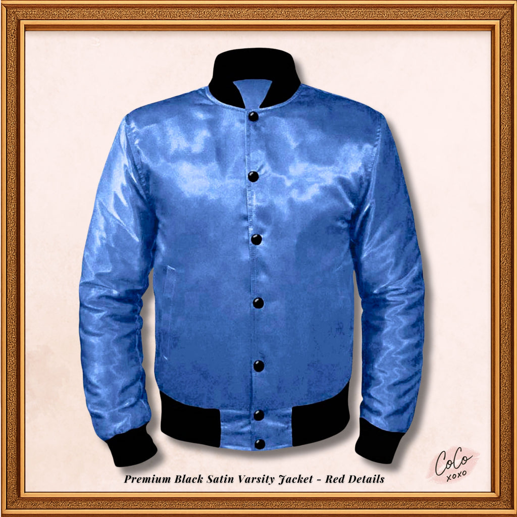 Varsity Light Blue Satin Baseball Letterman Streetwear Jacket Varsity Men's Women's Kid's Letterman collage jackets