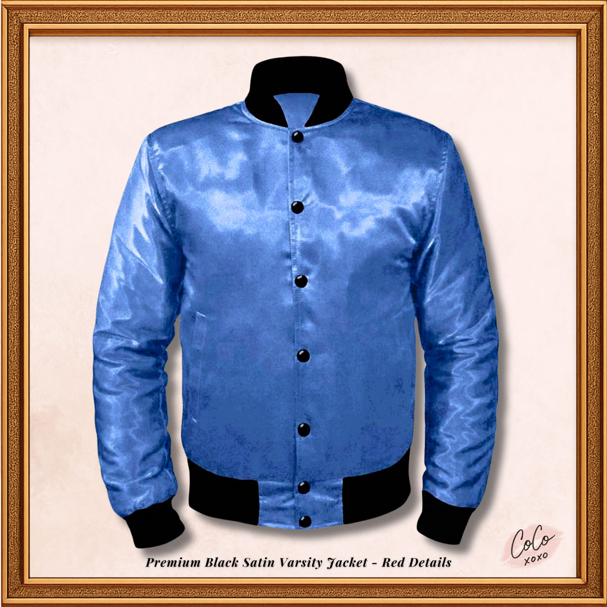 Varsity Light Blue Satin Baseball Letterman Streetwear Jacket Varsity Men's Women's Kid's Letterman collage jackets, a closer look