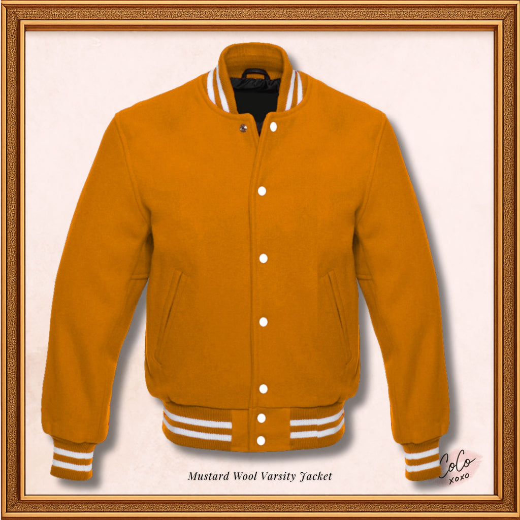 Mustard Blend Wool Varsity Jacket