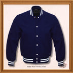 Navy Blue Blend Wool Varsity/Letterman College Jacket