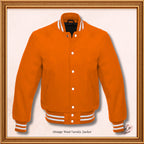 Varsity Letterman Baseball Jacket in Orange Blend Wool Jacket, School jacket, Wool Jacket