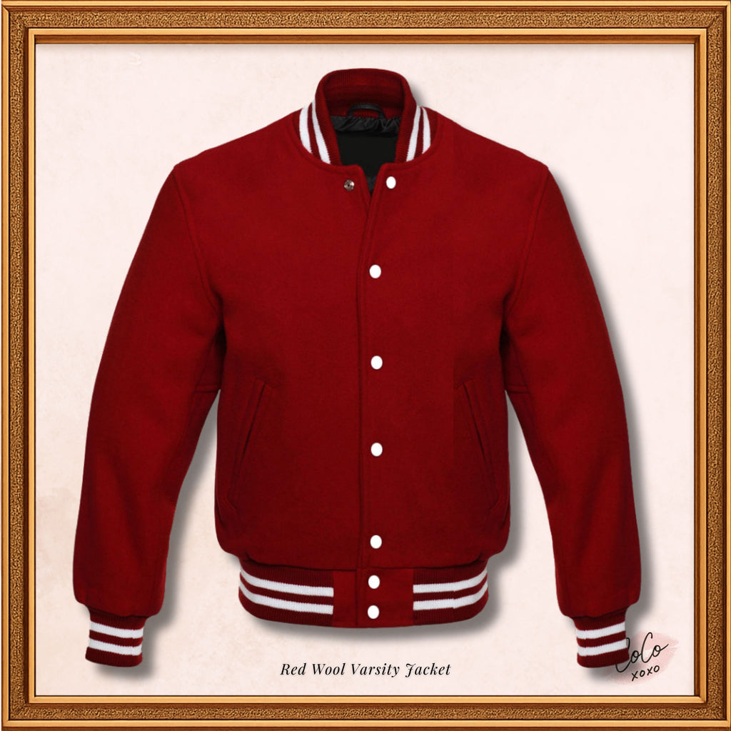 Varsity Letterman Baseball Jacket in Maroon Blend Wool Jacket, School jacket, Wool Jacket