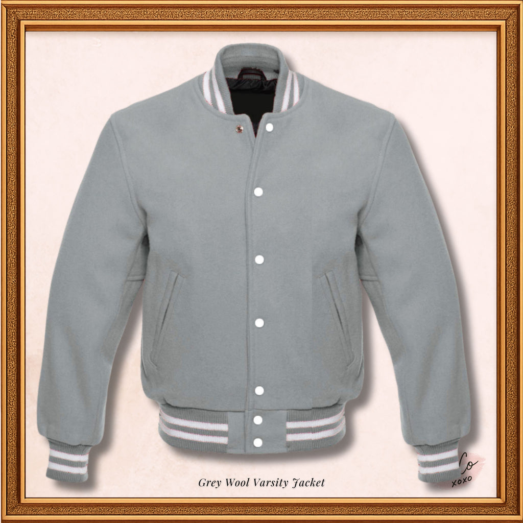 Light Grey Complete Blend Wool Varsity Jacket