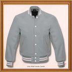 Light Grey Complete Blend Wool Varsity Jacket