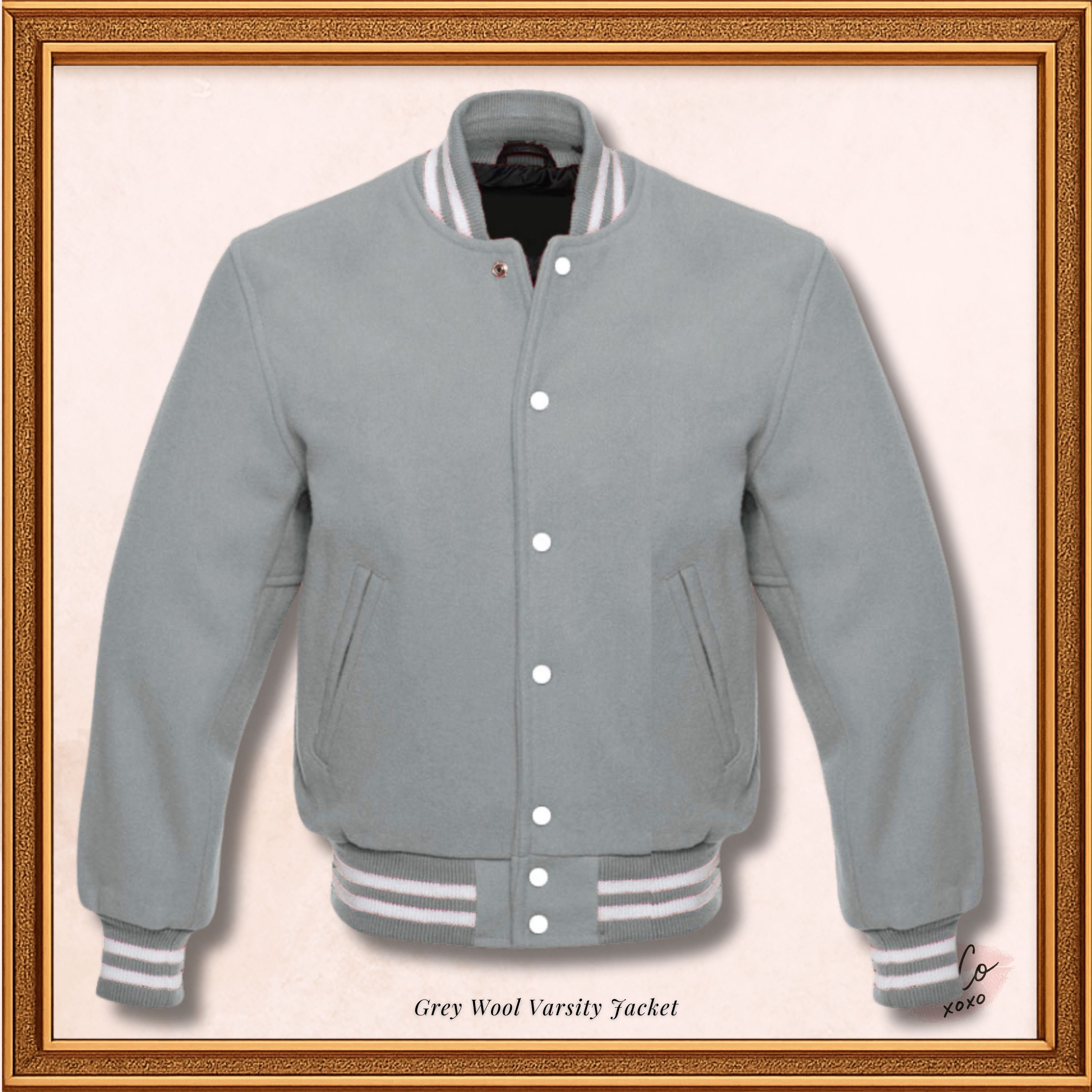 Light Grey Complete Blend Wool Varsity Jacket