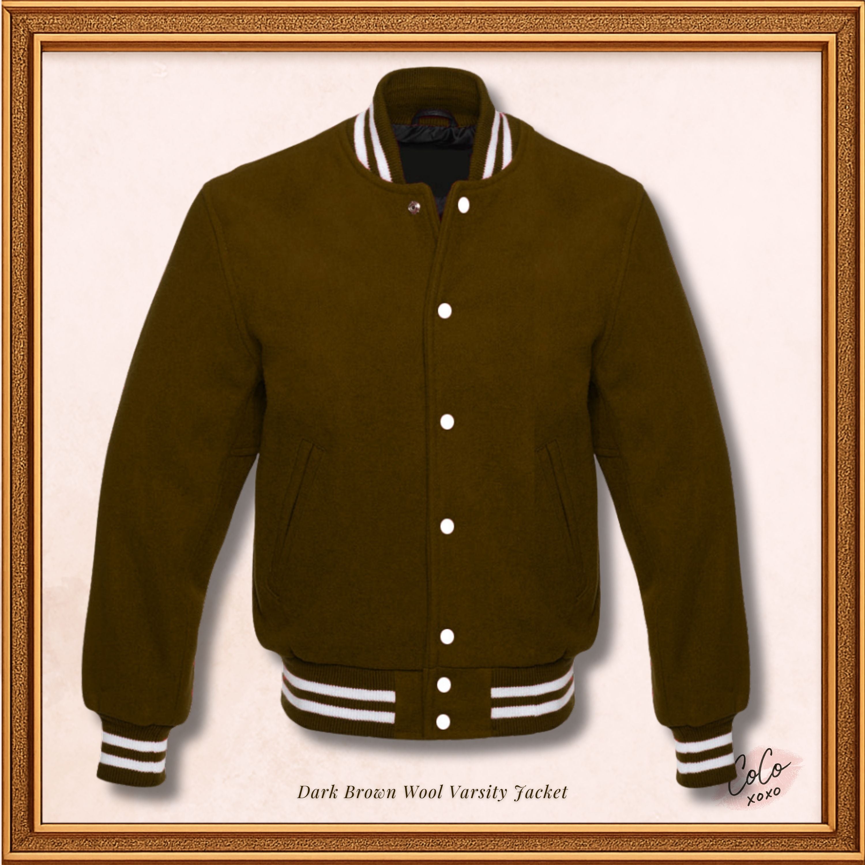 Men's Dark Brown Wool Varsity Jacket