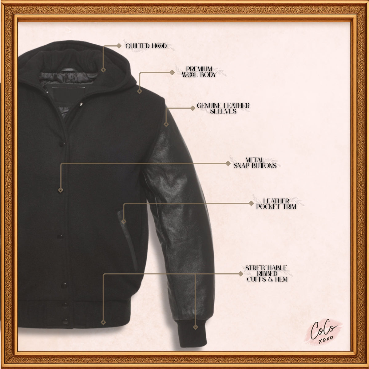 Chaqueta universitaria con capucha personalizada