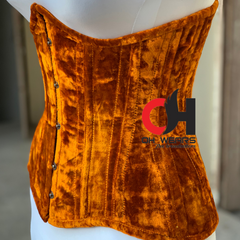 Orange Velvet Underbust Corset Steel Boned