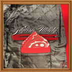 Orange Wool and Genuine Cream Leather Sleeves Varsity Jacket