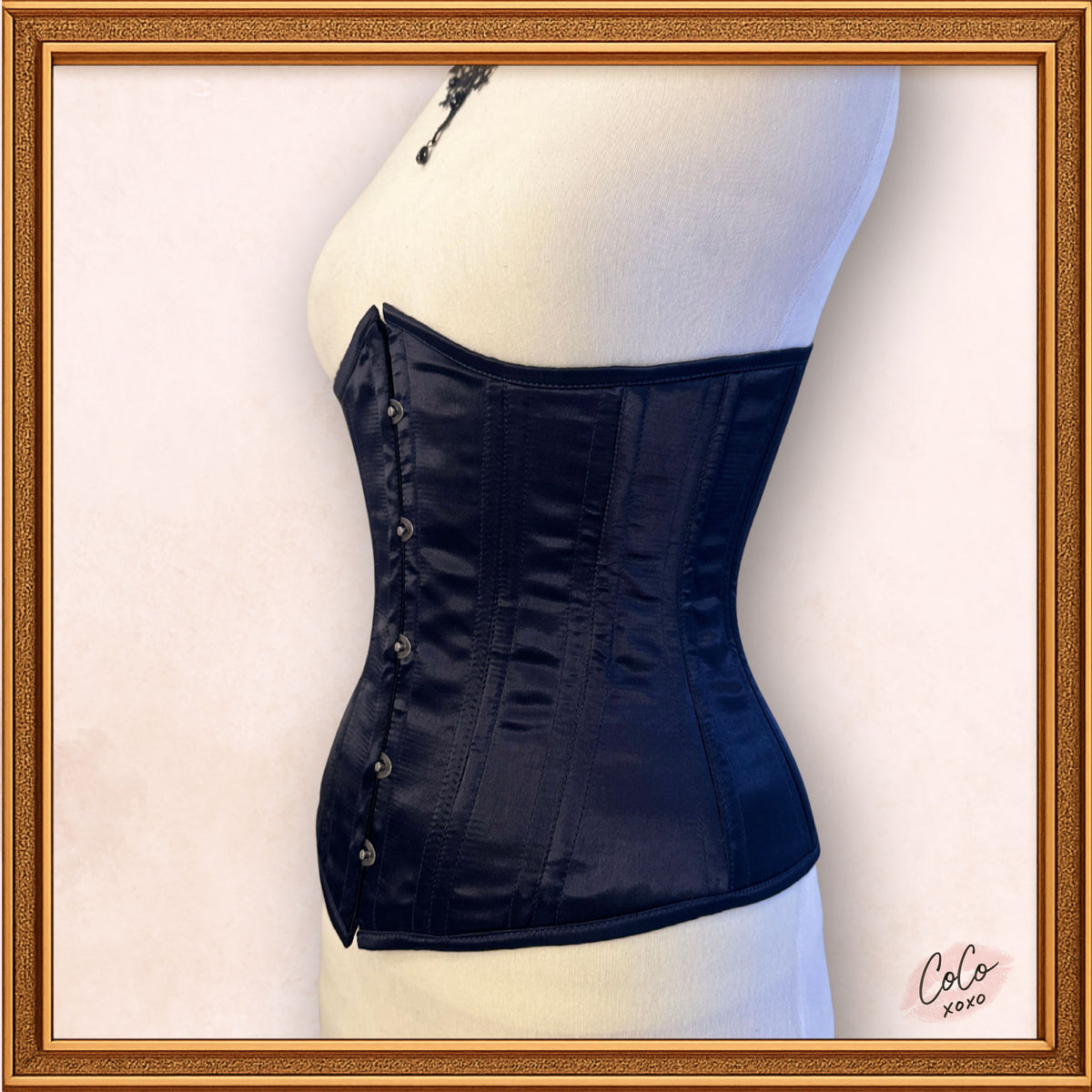 Black Satin Underbust Steampunk Bustier Corset