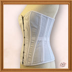 Women White Cotton Overbust Corset Steel Boned Waist Cincher