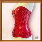 Overbust Shiny Red PVC Buckle Outwear Fashion Corset